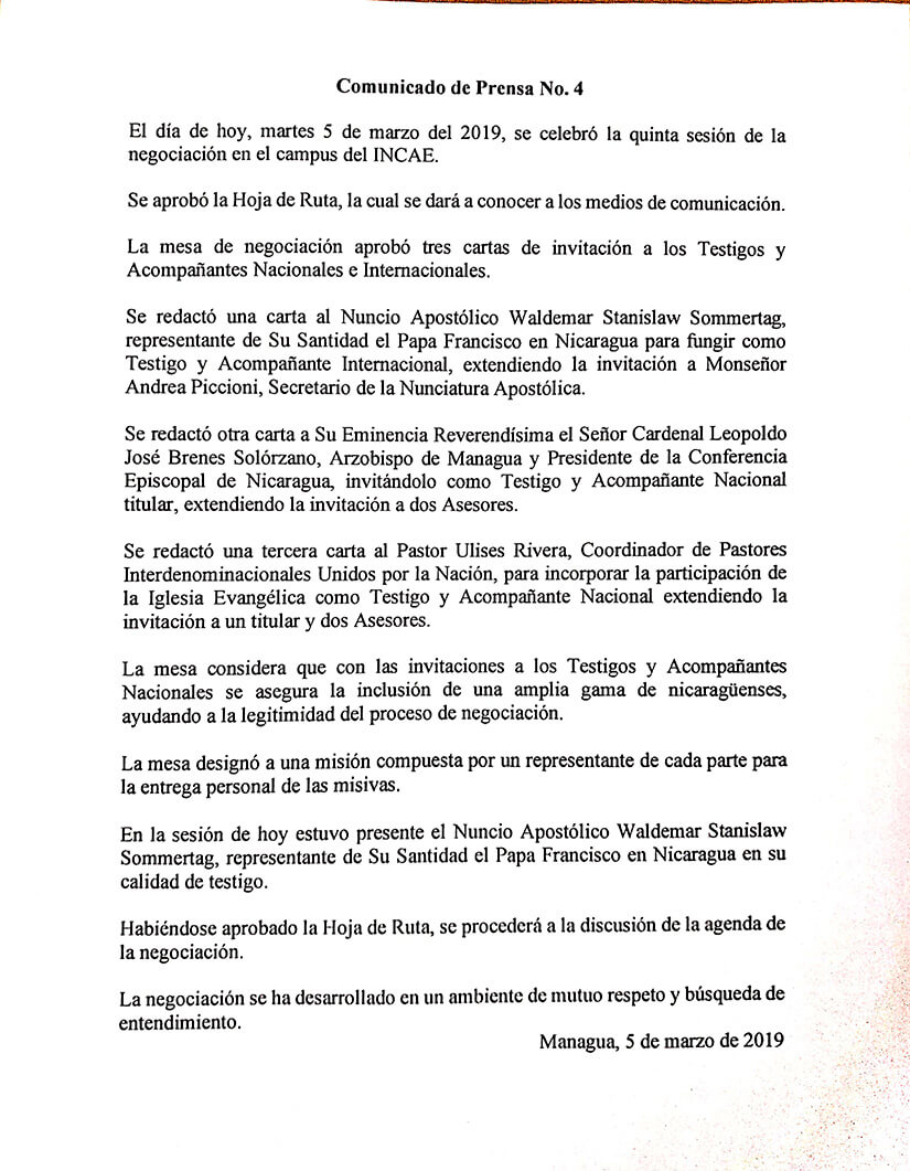 comunicado 4 encuentro por el entendimiento y la paz